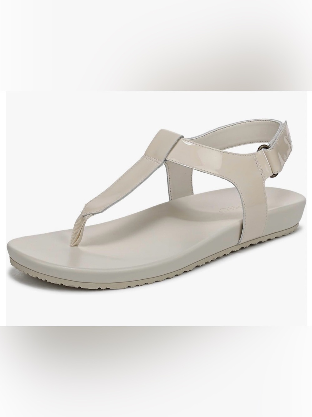 Vionic Cream Patent Thong Sandal with Back Strap EUC